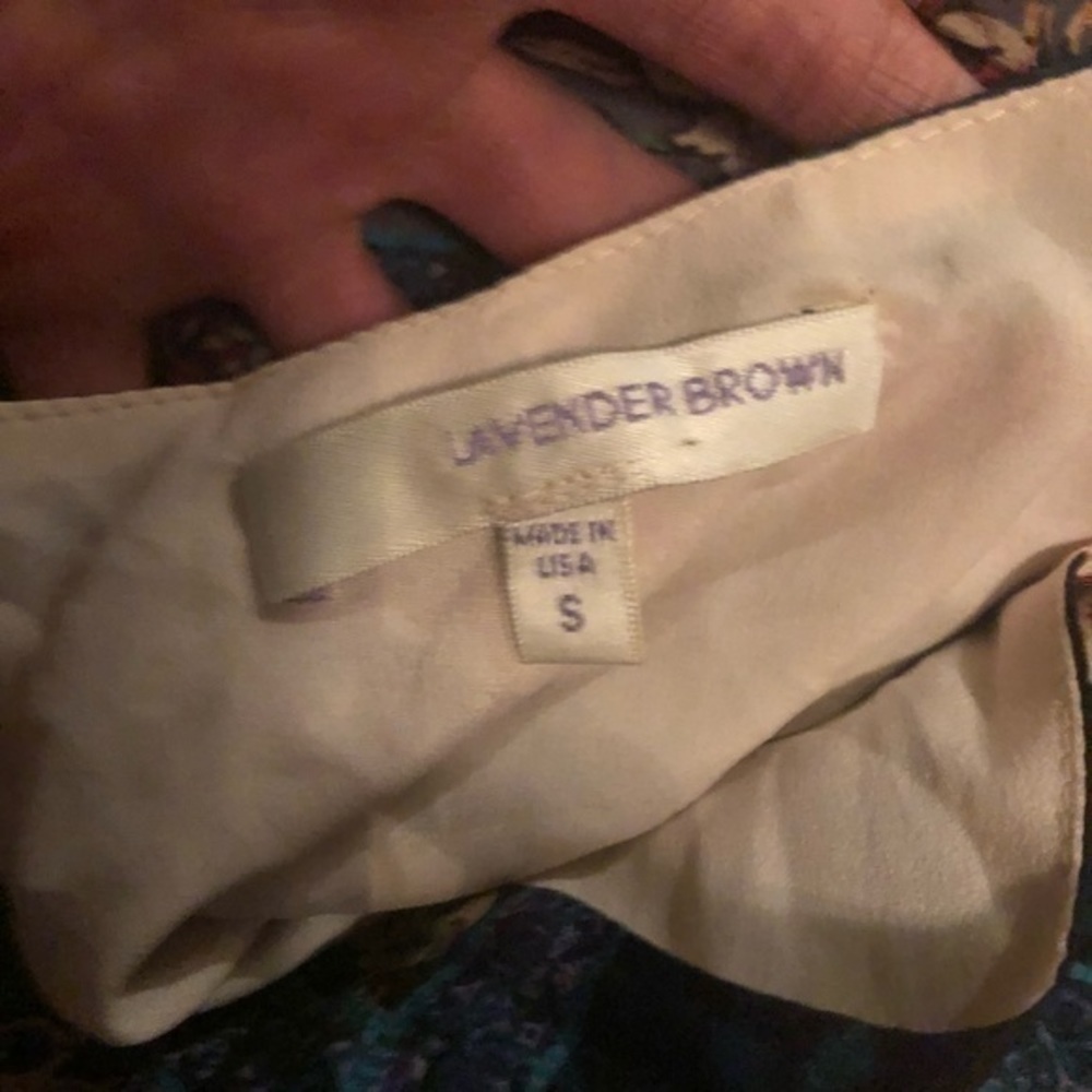 lavender brown silk multicolor mini dress - Picture 3 of 4